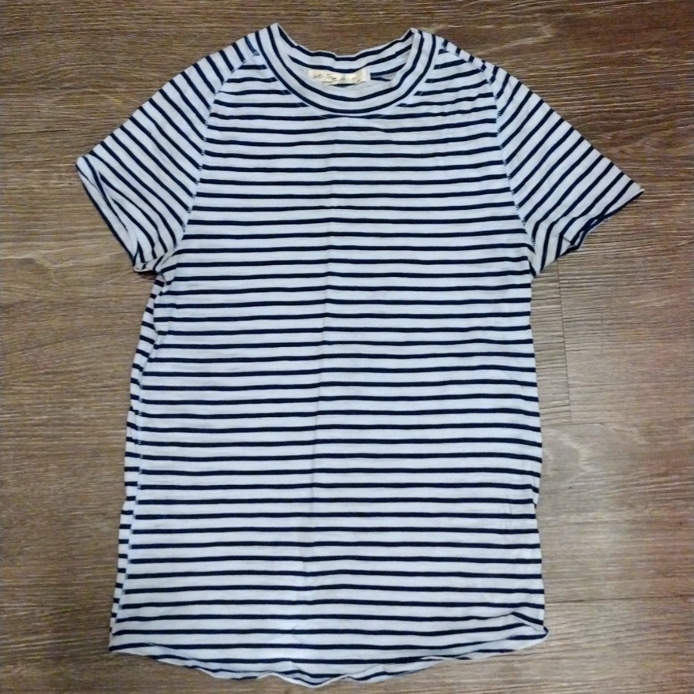 We The Free Womens Night Sky Blue Striped Short Sleeve T-Shirt Top S